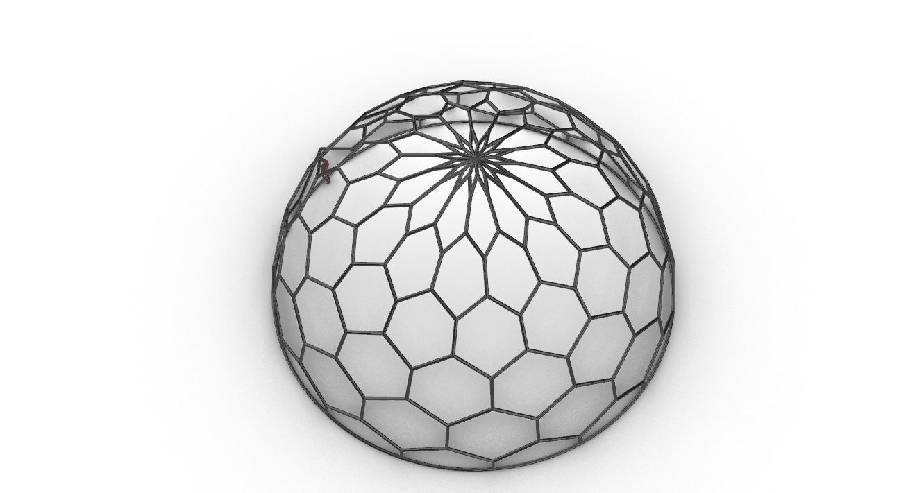 Hexagonal Dome Pattern Wireframe Structure 3D model_34