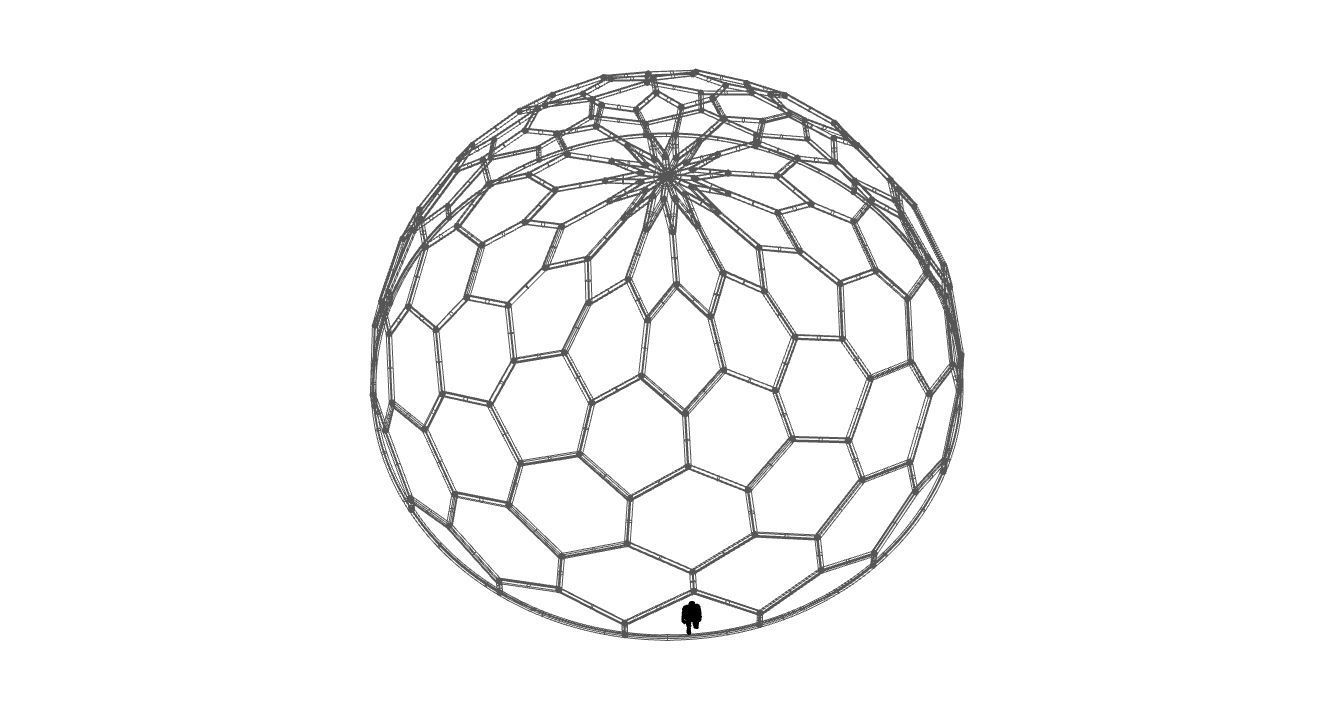 Hexagonal Dome Pattern Wireframe Structure 3D model_97