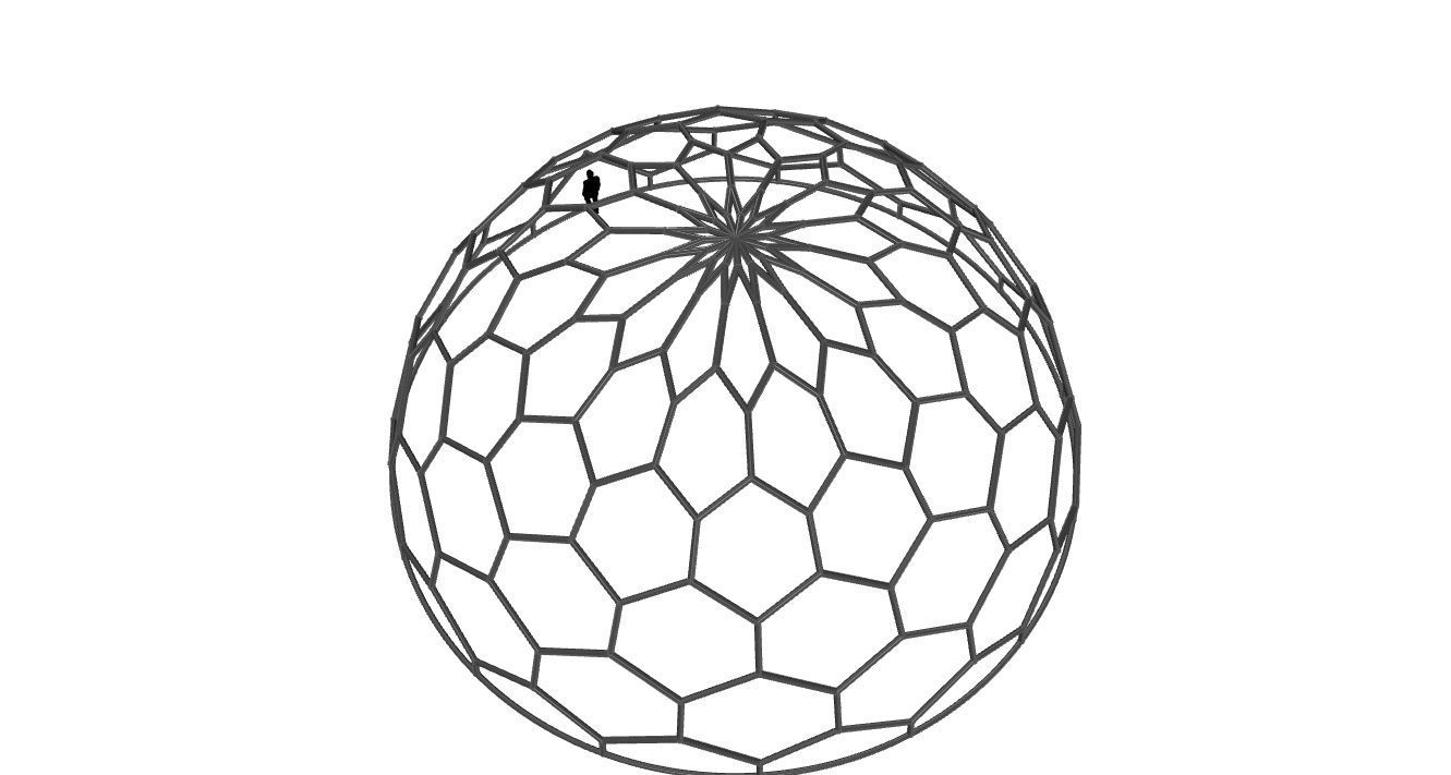 Hexagonal Dome Pattern Wireframe Structure 3D model_87
