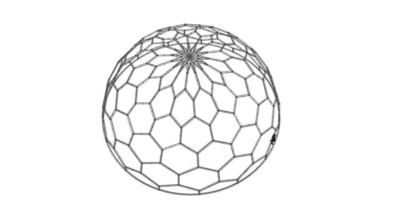 Hexagonal Dome Pattern Wireframe Structure 3D model_103
