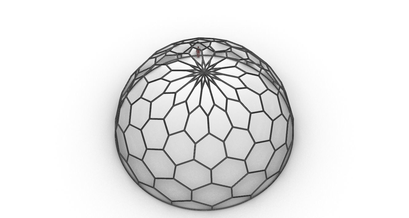 Hexagonal Dome Pattern Wireframe Structure 3D model_36