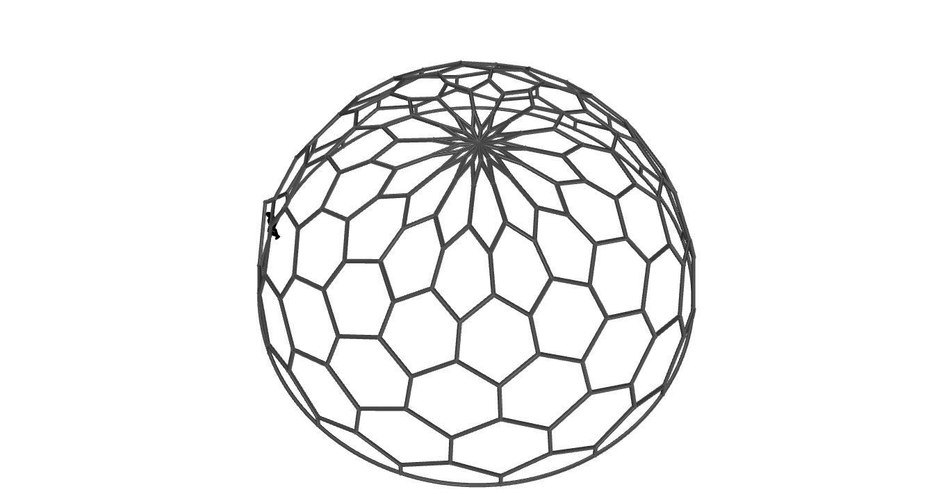 Hexagonal Dome Pattern Wireframe Structure 3D model_69