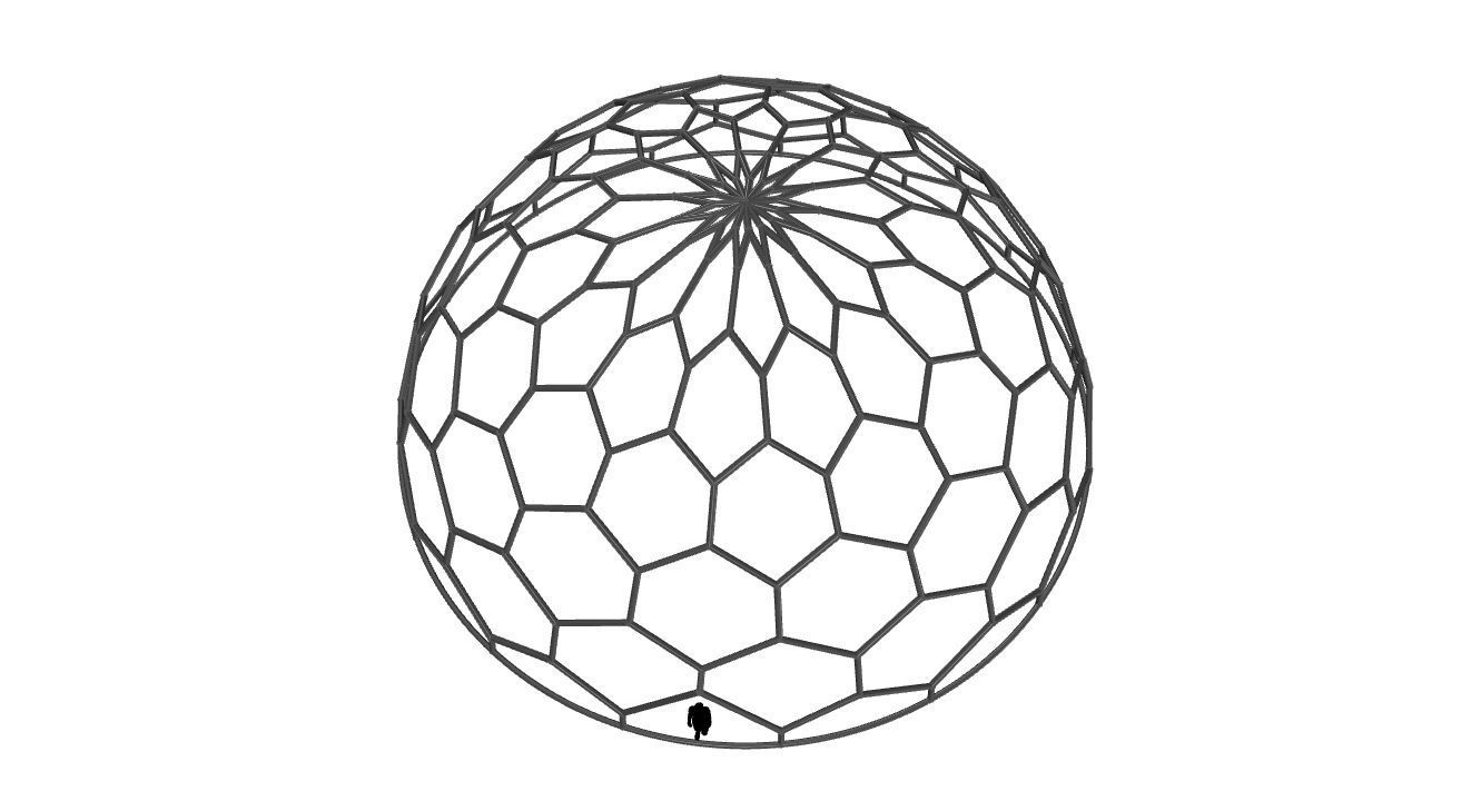 Hexagonal Dome Pattern Wireframe Structure 3D model_60