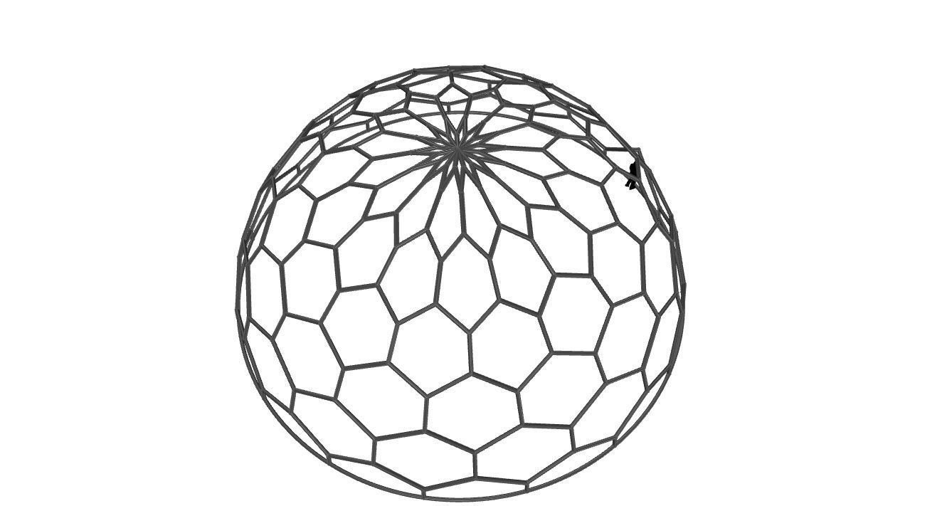 Hexagonal Dome Pattern Wireframe Structure 3D model_83