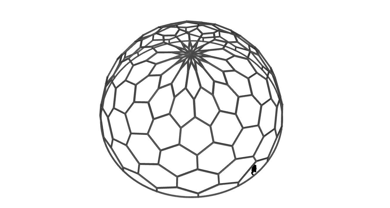 Hexagonal Dome Pattern Wireframe Structure 3D model_89