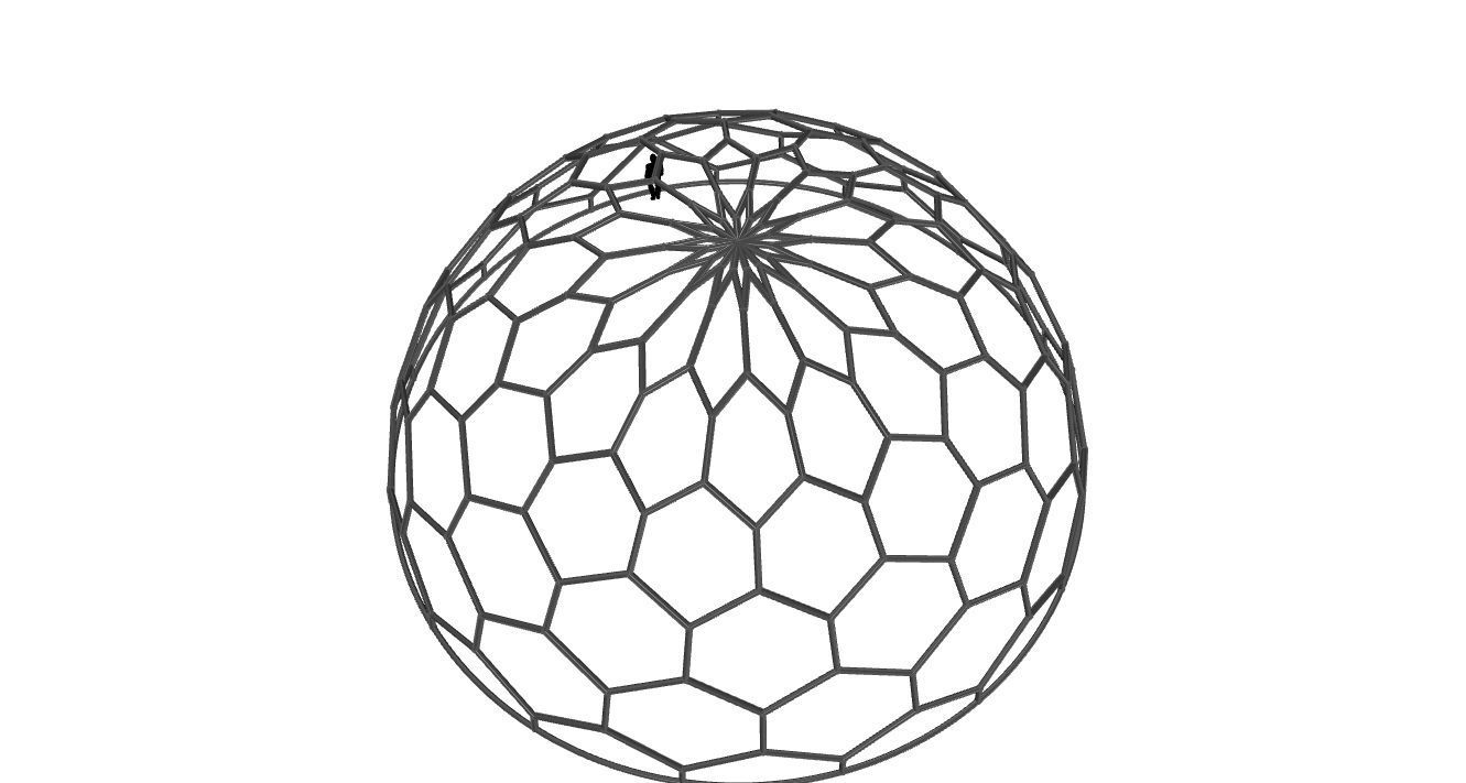 Hexagonal Dome Pattern Wireframe Structure 3D model_74