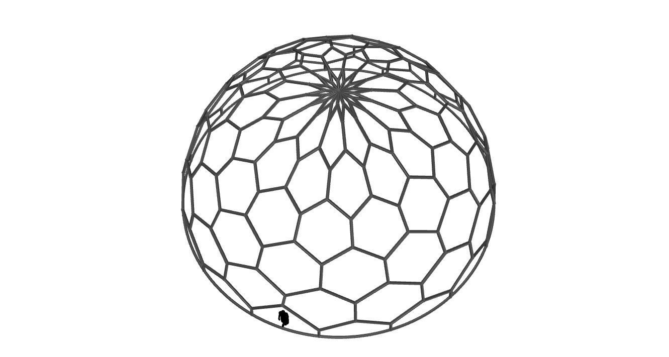 Hexagonal Dome Pattern Wireframe Structure 3D model_61