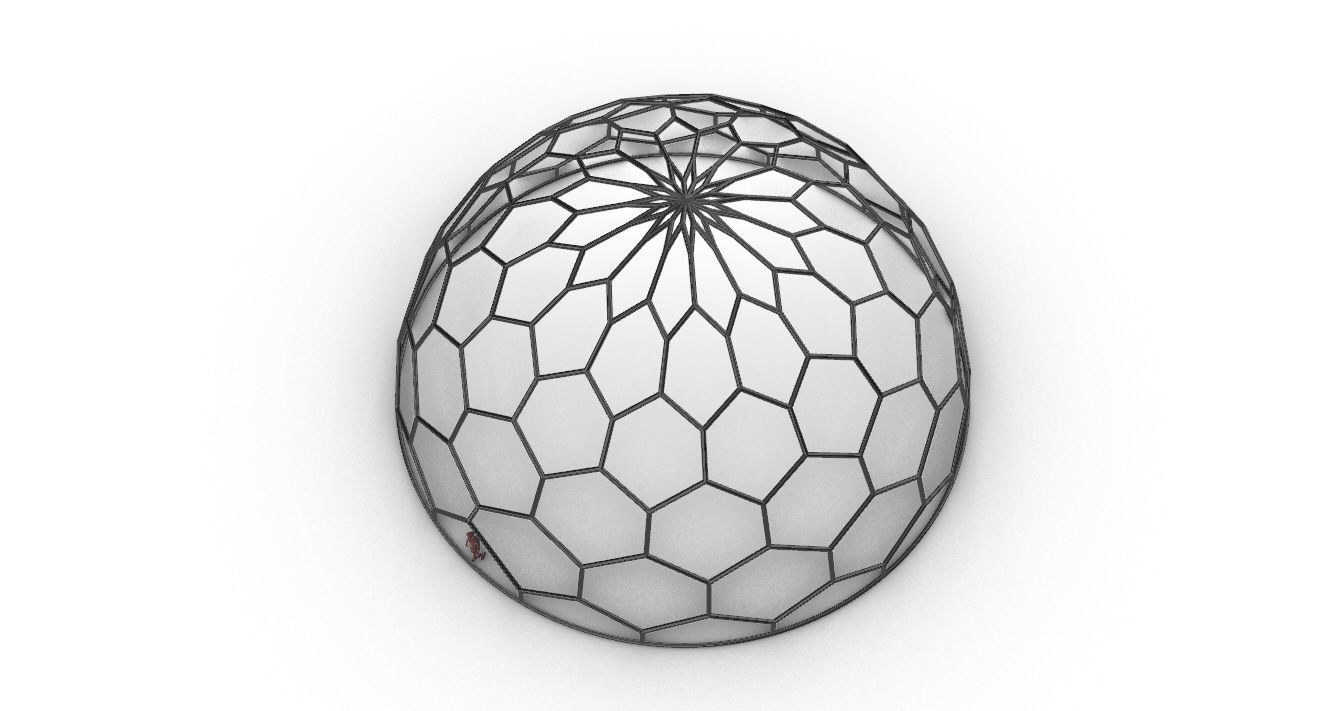 Hexagonal Dome Pattern Wireframe Structure 3D model_45
