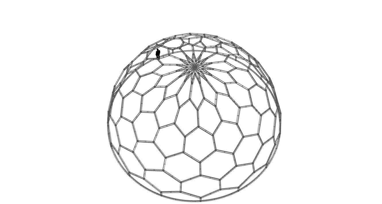 Hexagonal Dome Pattern Wireframe Structure 3D model_104