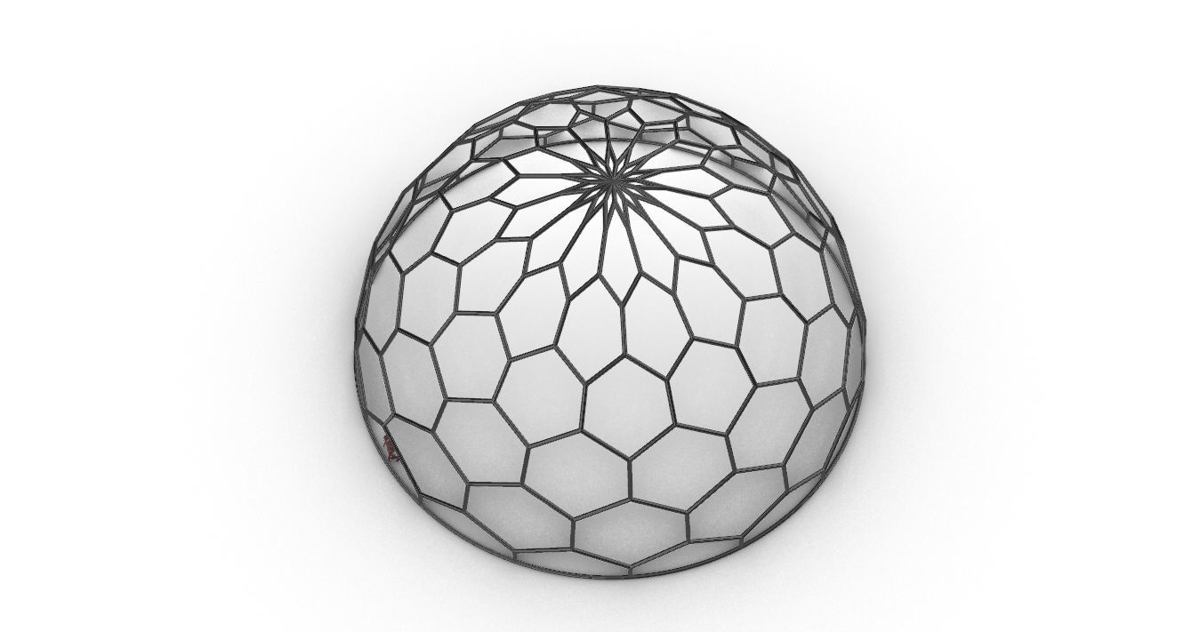 Hexagonal Dome Pattern Wireframe Structure 3D model_41