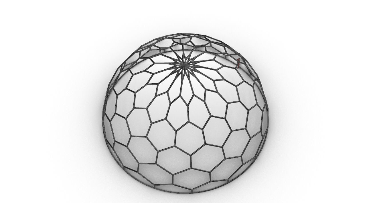 Hexagonal Dome Pattern Wireframe Structure 3D model_54