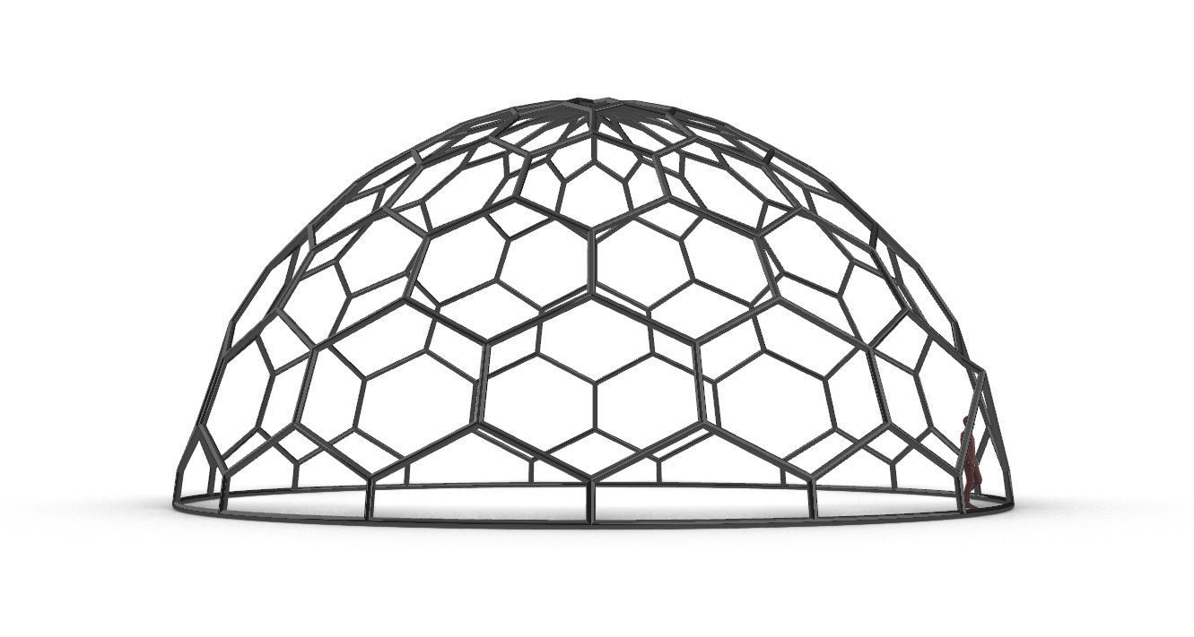 Hexagonal Dome Pattern Wireframe Structure 3D model_24