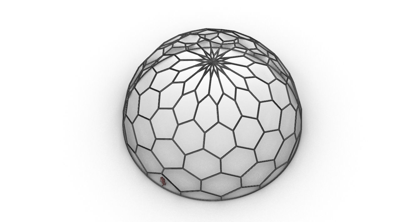 Hexagonal Dome Pattern Wireframe Structure 3D model_32