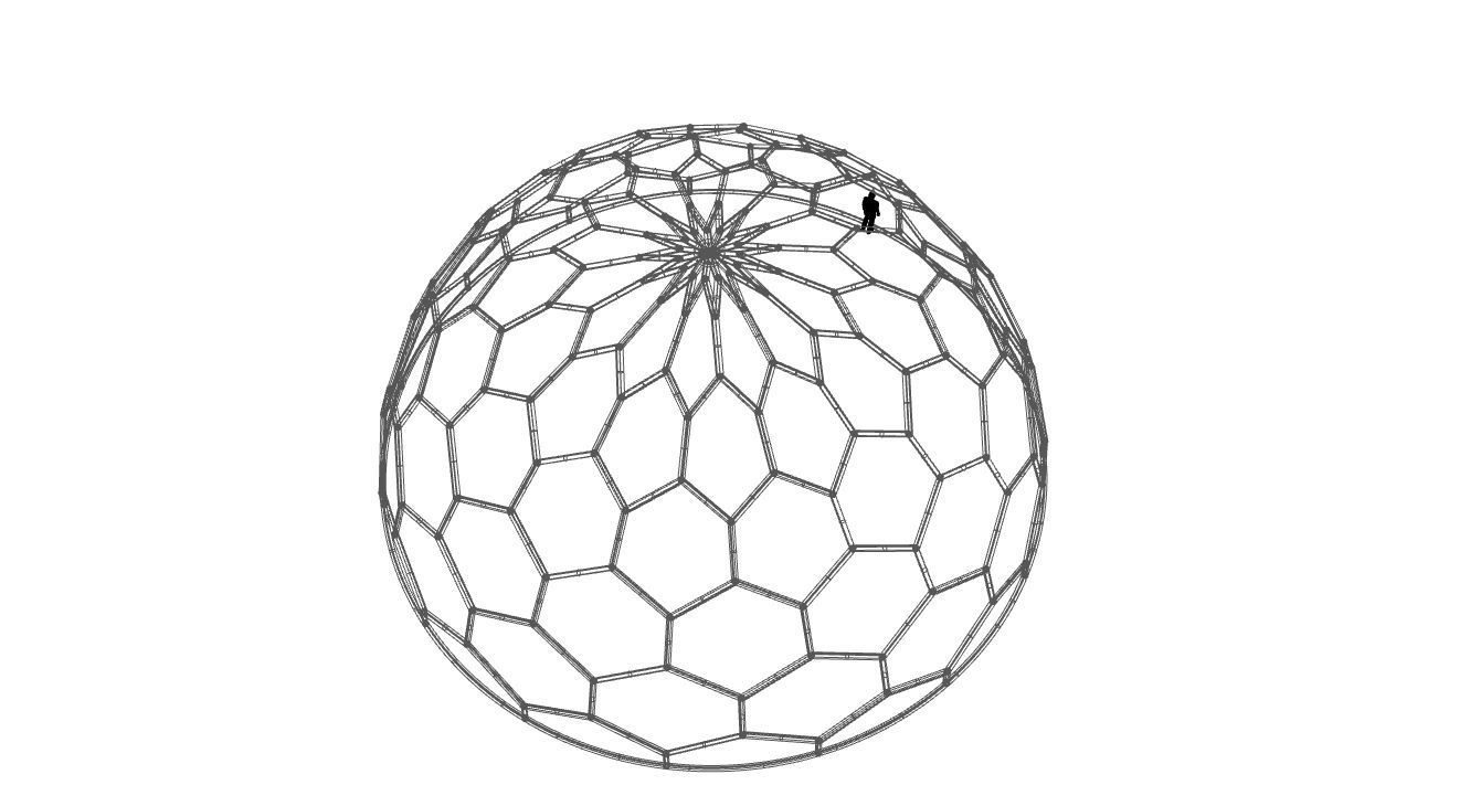 Hexagonal Dome Pattern Wireframe Structure 3D model_94