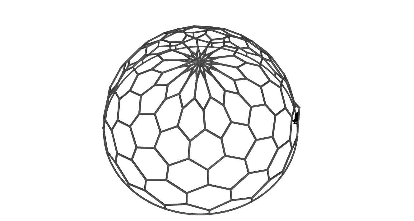 Hexagonal Dome Pattern Wireframe Structure 3D model_73