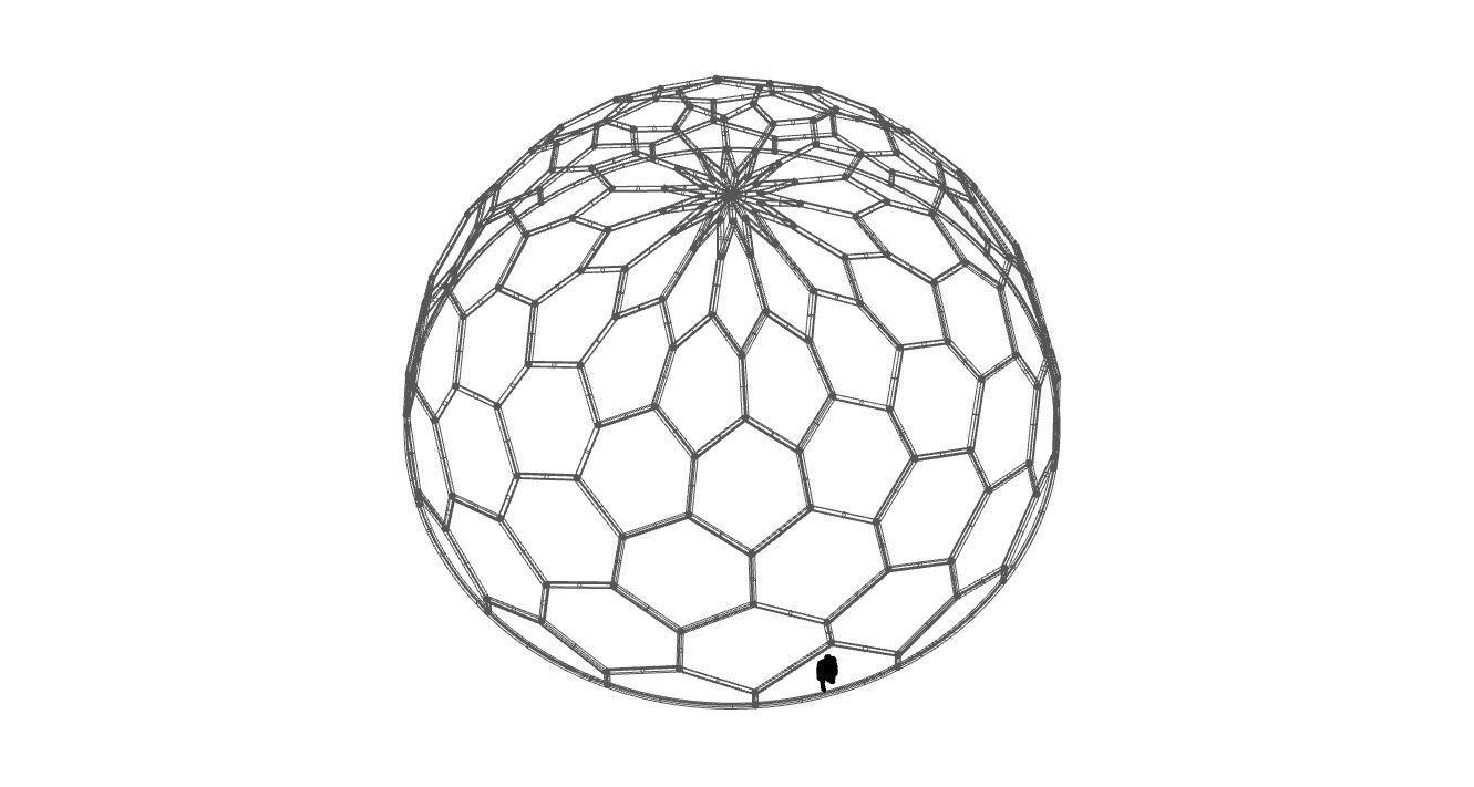 Hexagonal Dome Pattern Wireframe Structure 3D model_119
