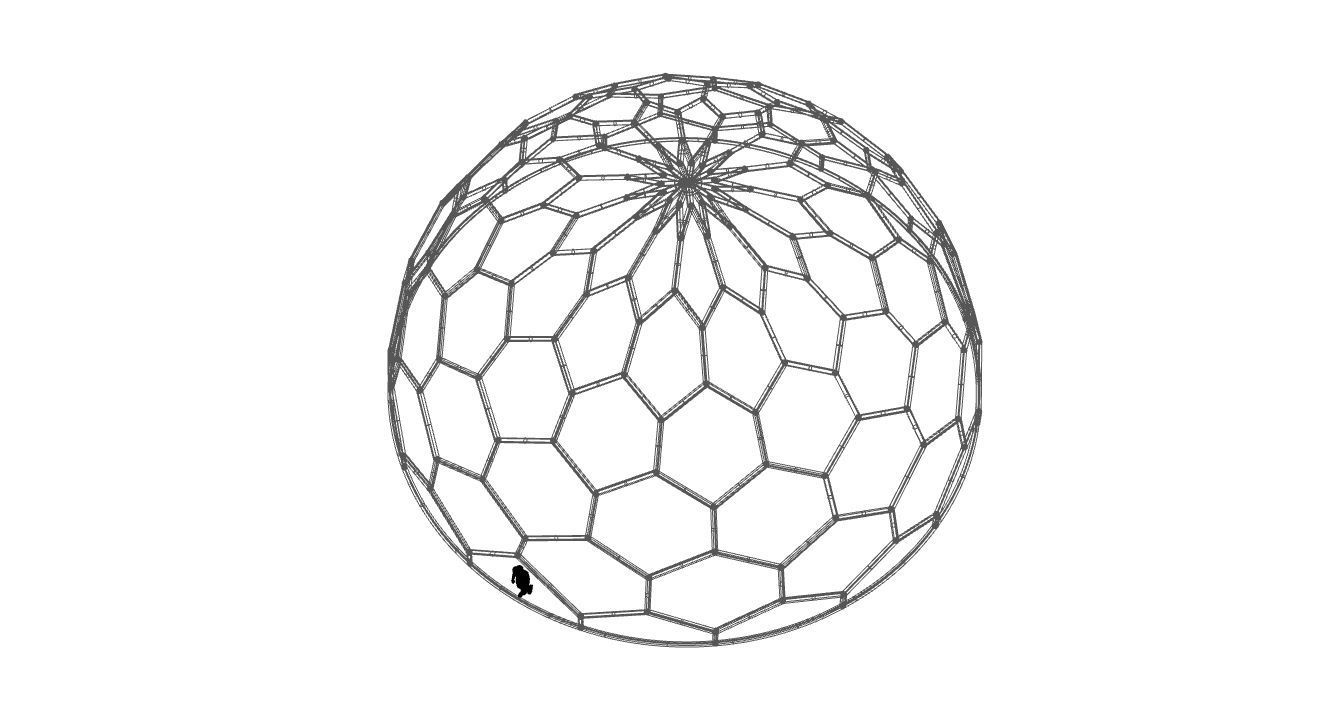 Hexagonal Dome Pattern Wireframe Structure 3D model_95