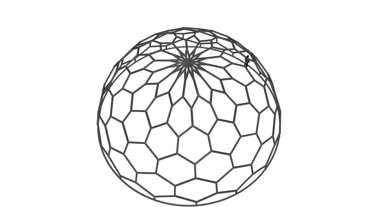 Hexagonal Dome Pattern Wireframe Structure 3D model_77