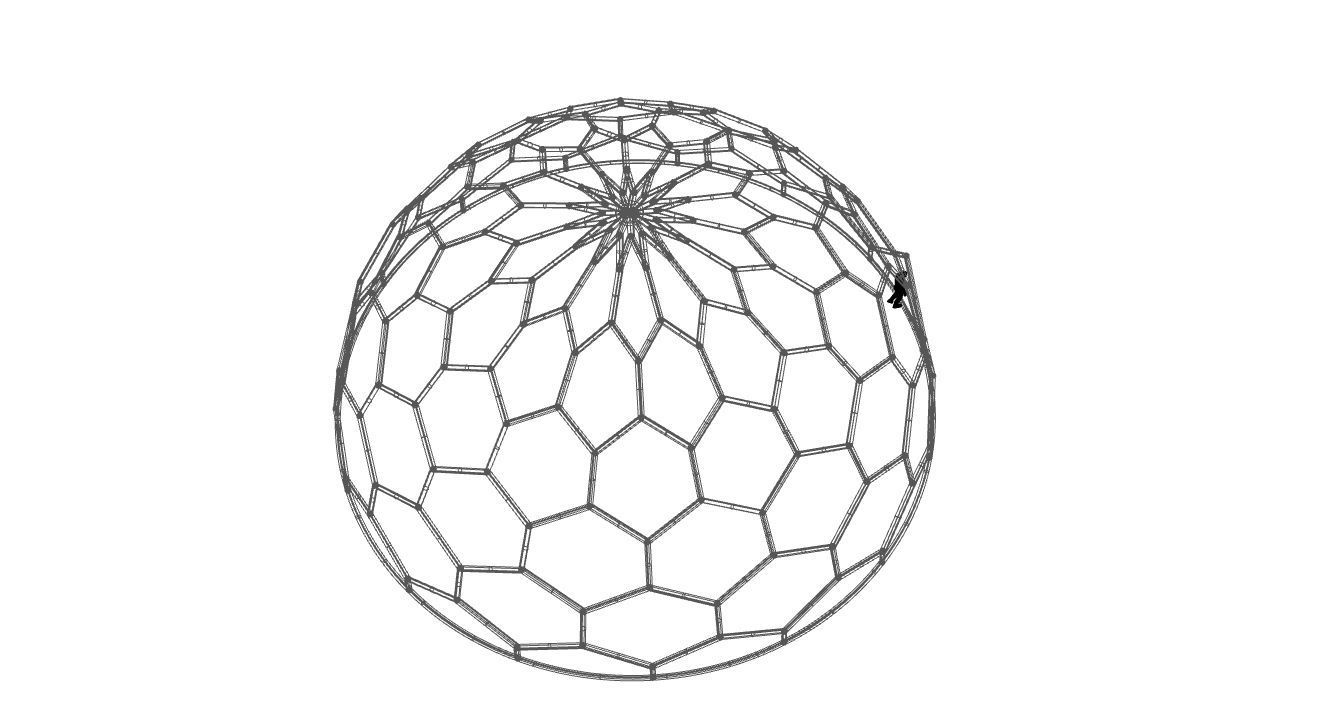 Hexagonal Dome Pattern Wireframe Structure 3D model_109