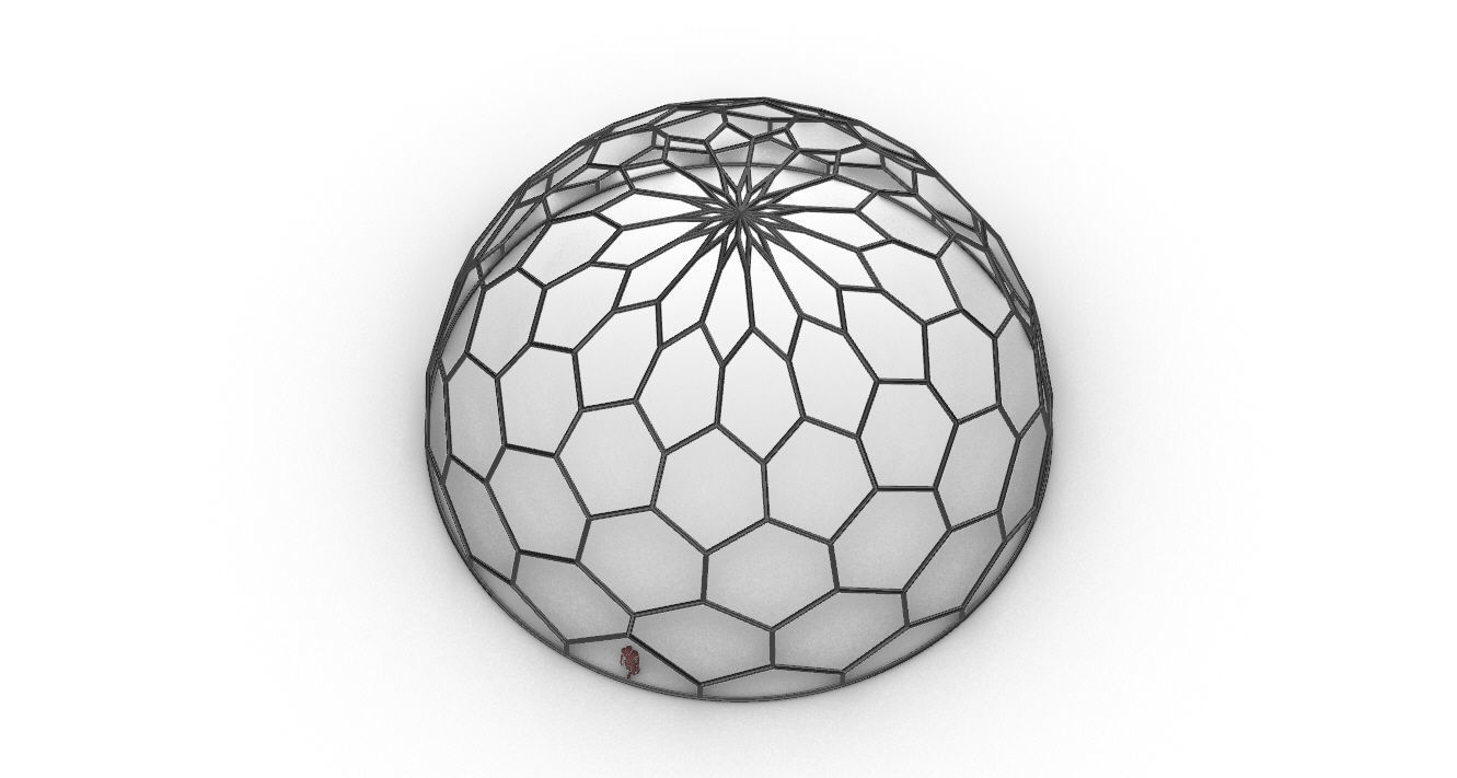 Hexagonal Dome Pattern Wireframe Structure 3D model_31