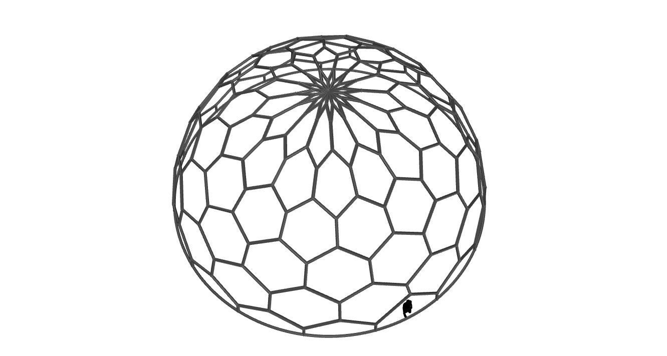 Hexagonal Dome Pattern Wireframe Structure 3D model_84