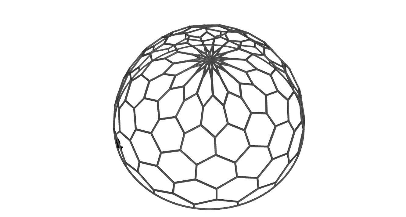 Hexagonal Dome Pattern Wireframe Structure 3D model_65