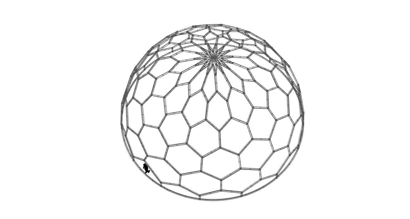 Hexagonal Dome Pattern Wireframe Structure 3D model_114