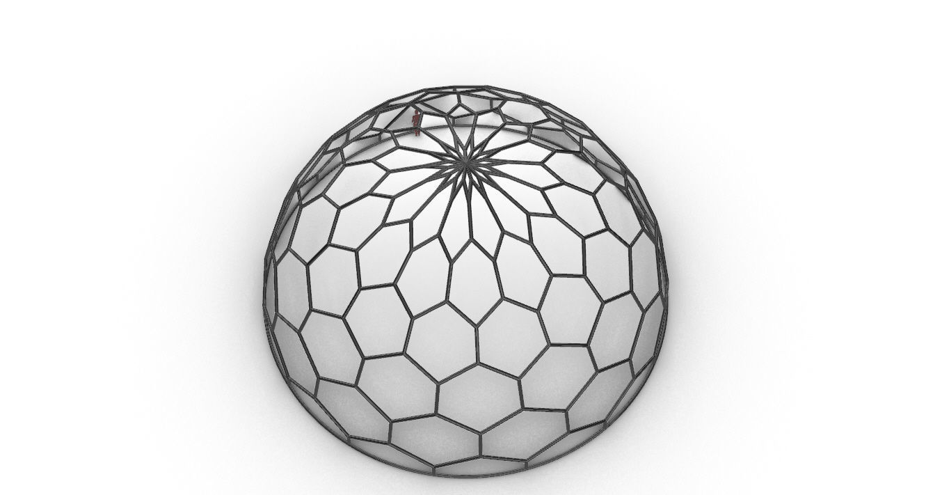 Hexagonal Dome Pattern Wireframe Structure 3D model_33