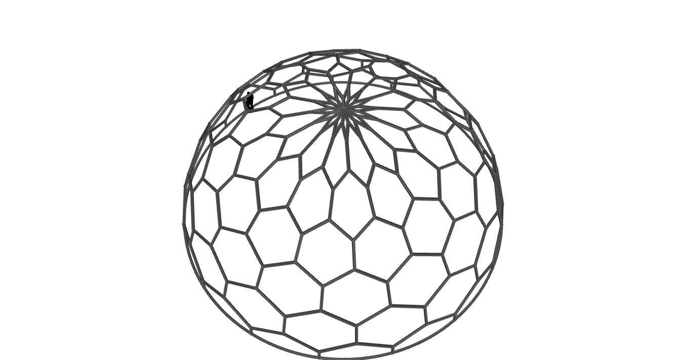 Hexagonal Dome Pattern Wireframe Structure 3D model_66