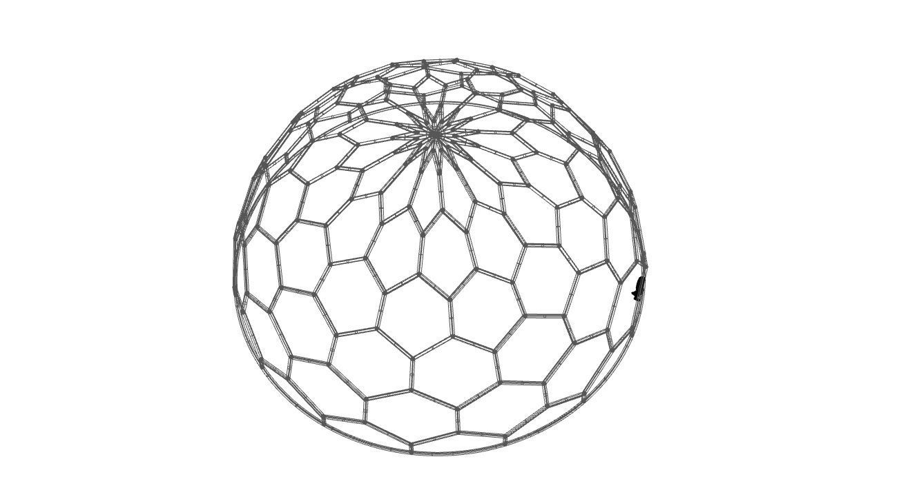 Hexagonal Dome Pattern Wireframe Structure 3D model_111