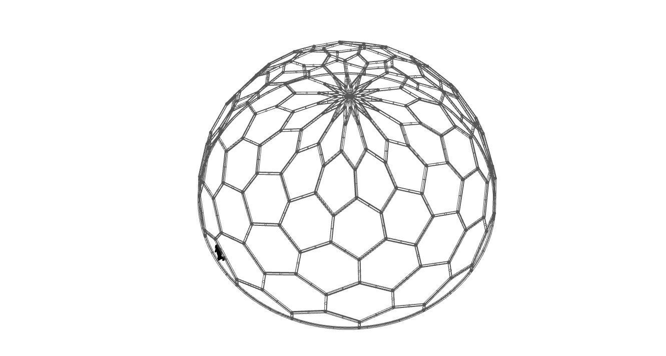 Hexagonal Dome Pattern Wireframe Structure 3D model_100