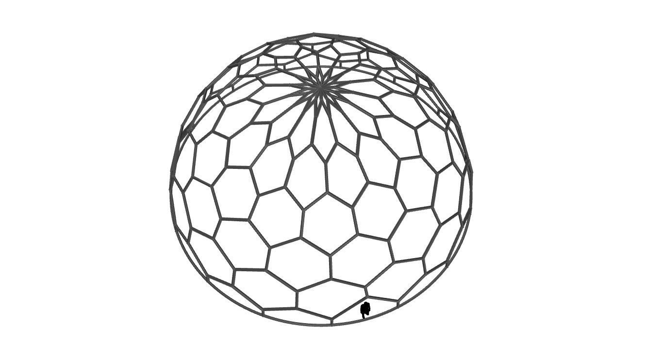 Hexagonal Dome Pattern Wireframe Structure 3D model_79