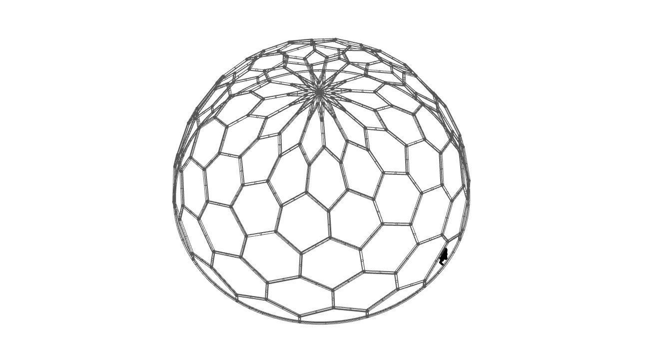 Hexagonal Dome Pattern Wireframe Structure 3D model_106