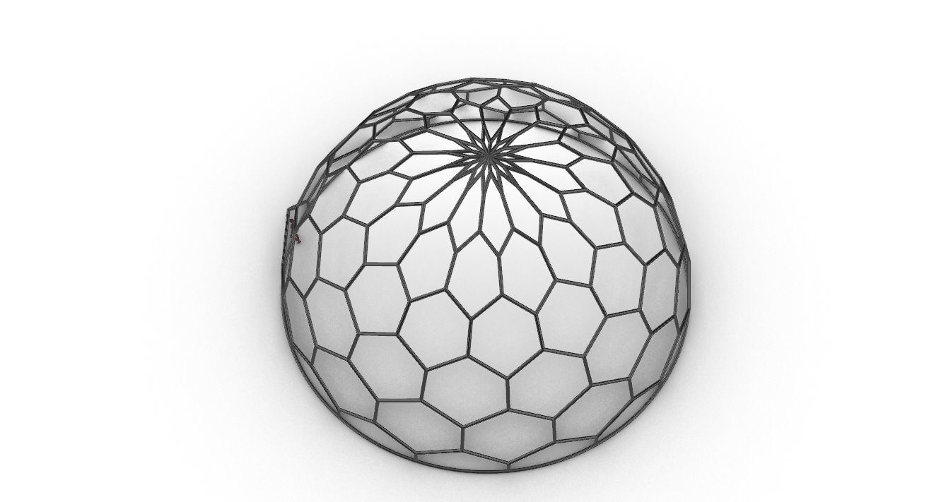 Hexagonal Dome Pattern Wireframe Structure 3D model_40