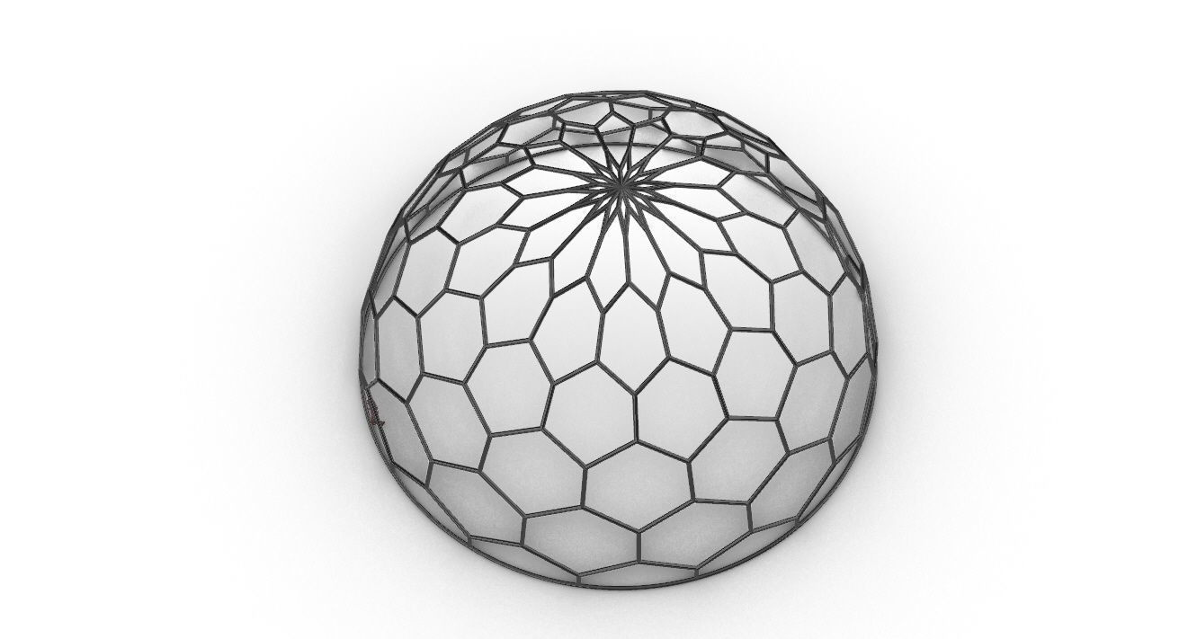Hexagonal Dome Pattern Wireframe Structure 3D model_42