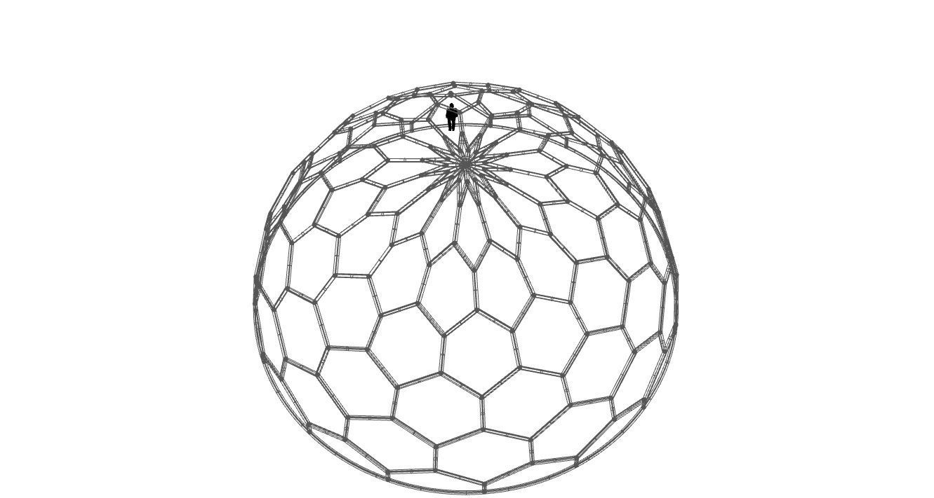 Hexagonal Dome Pattern Wireframe Structure 3D model_96