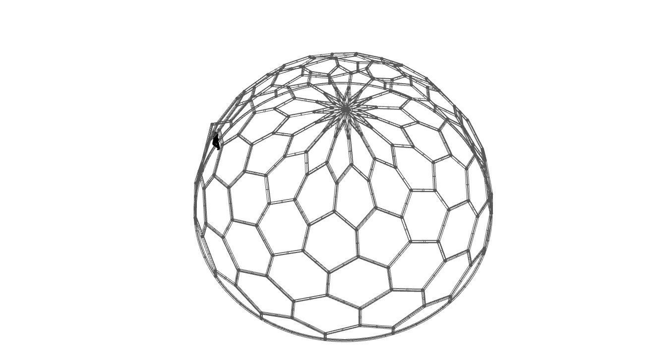 Hexagonal Dome Pattern Wireframe Structure 3D model_113