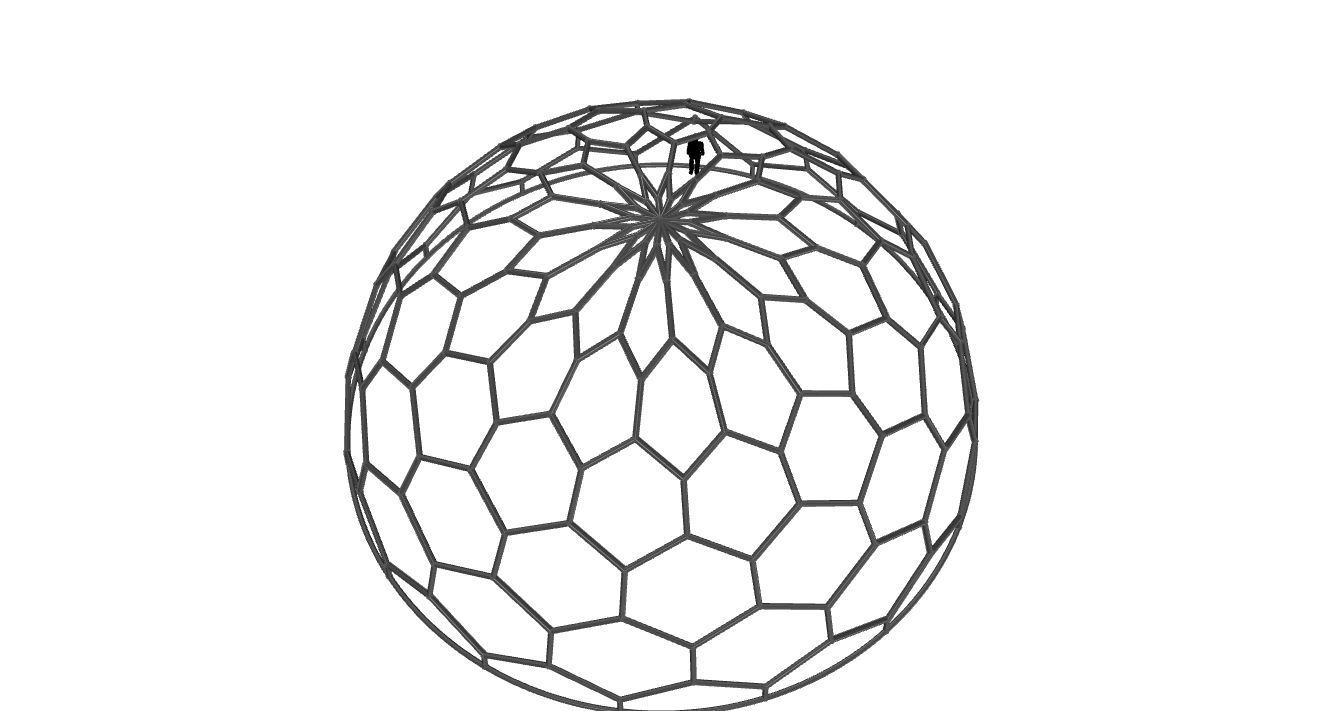 Hexagonal Dome Pattern Wireframe Structure 3D model_71