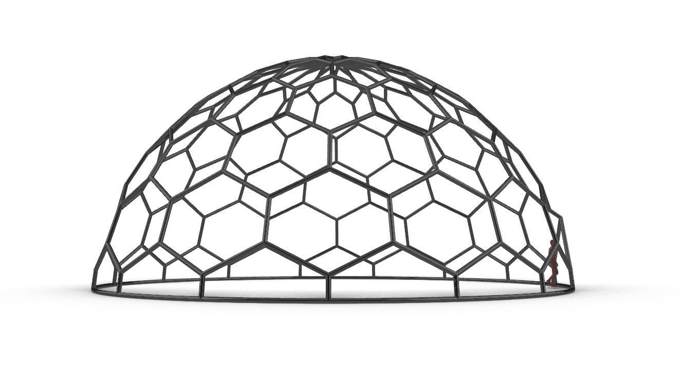Hexagonal Dome Pattern Wireframe Structure 3D model_22