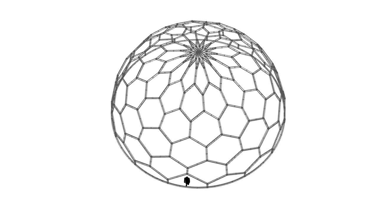 Hexagonal Dome Pattern Wireframe Structure 3D model_91