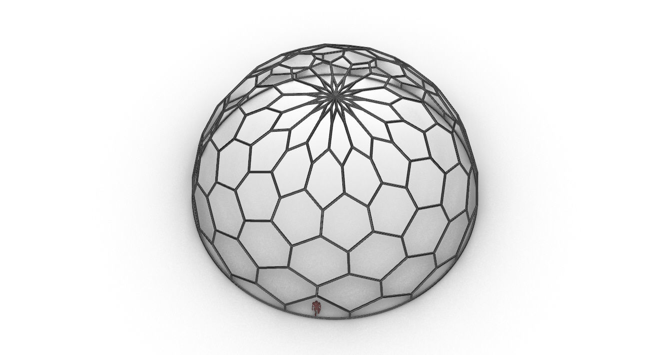 Hexagonal Dome Pattern Wireframe Structure 3D model_30