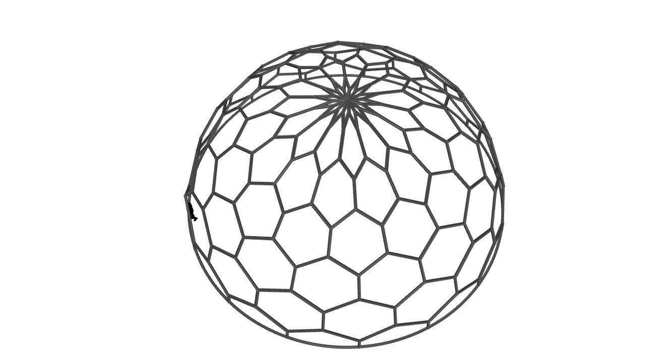Hexagonal Dome Pattern Wireframe Structure 3D model_81