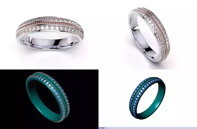 Wedding Set Band Ring For Women 3D Model -CC107F 3D Model Collection