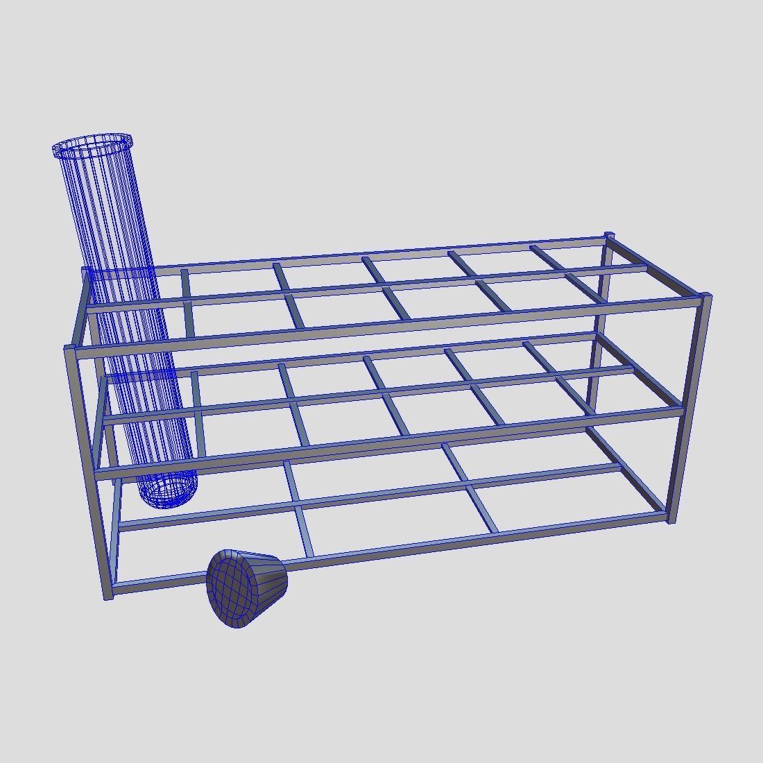 Test Tube Rack Low-poly 3D model_1