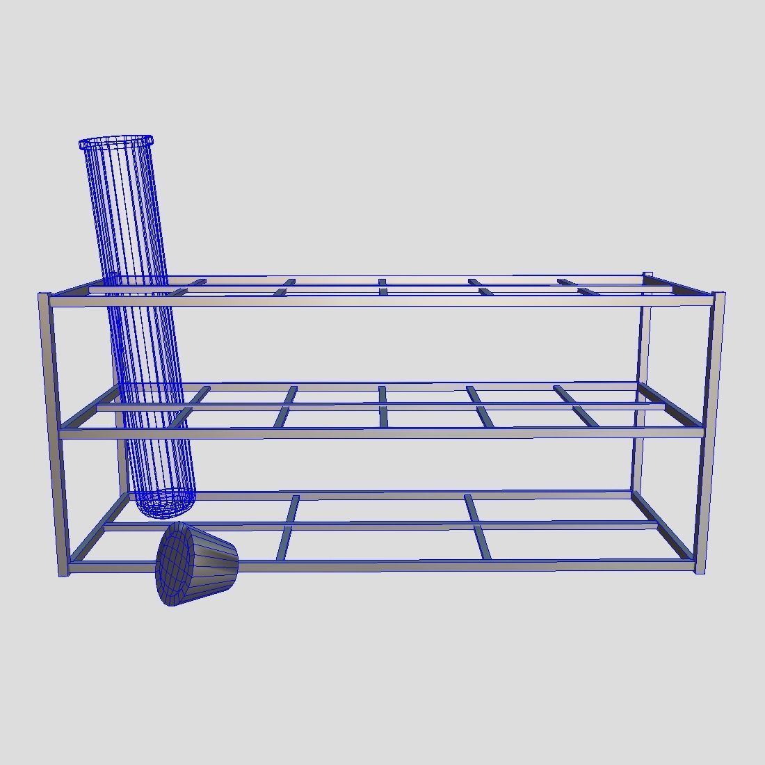 Test Tube Rack Low-poly 3D model_3
