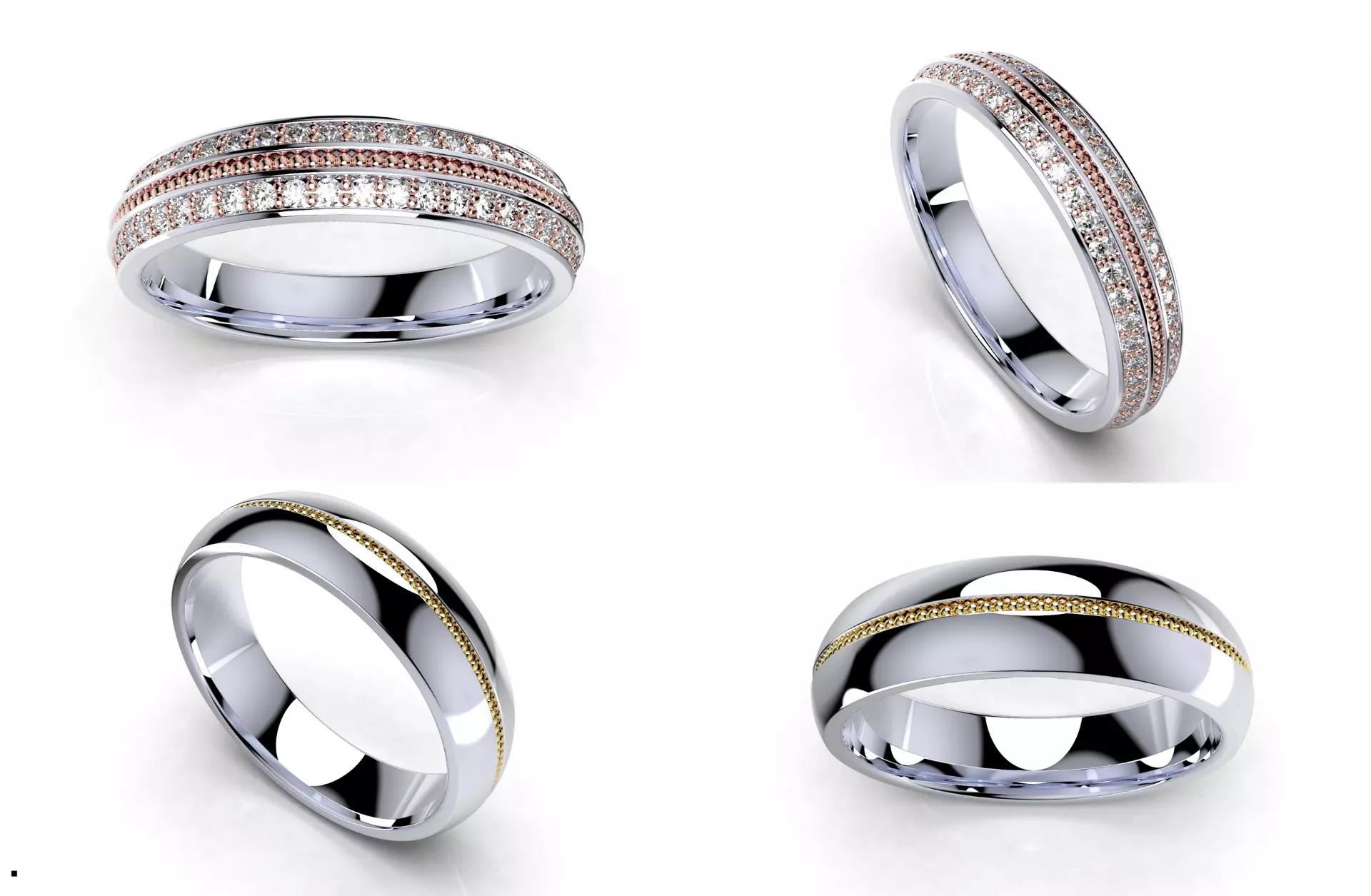 Wedding Set Rings Band For Couples 3D Model STL Files-CC107 3D Model Collection_0