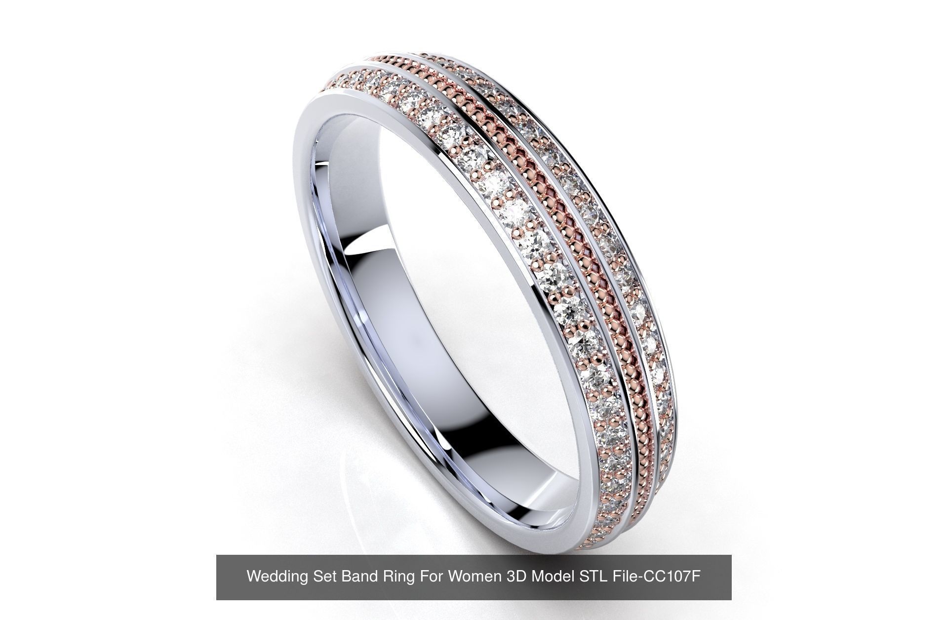 Wedding Set Rings Band For Couples 3D Model STL Files-CC107 3D Model Collection_3