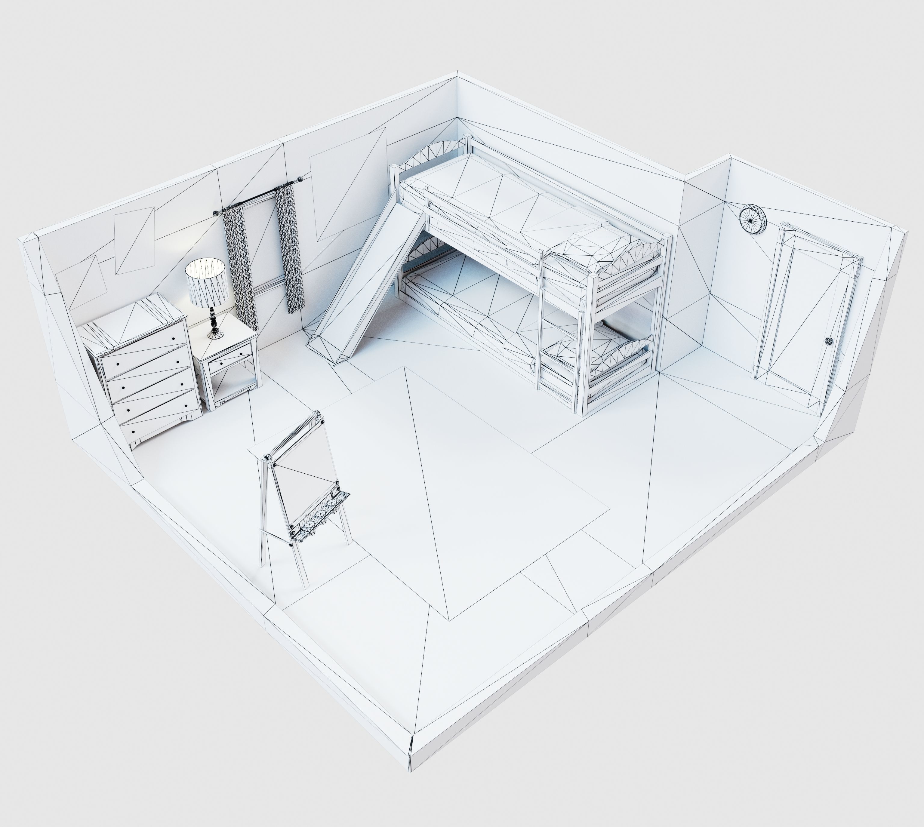 Bedroom Scene Low-poly 3D model_1