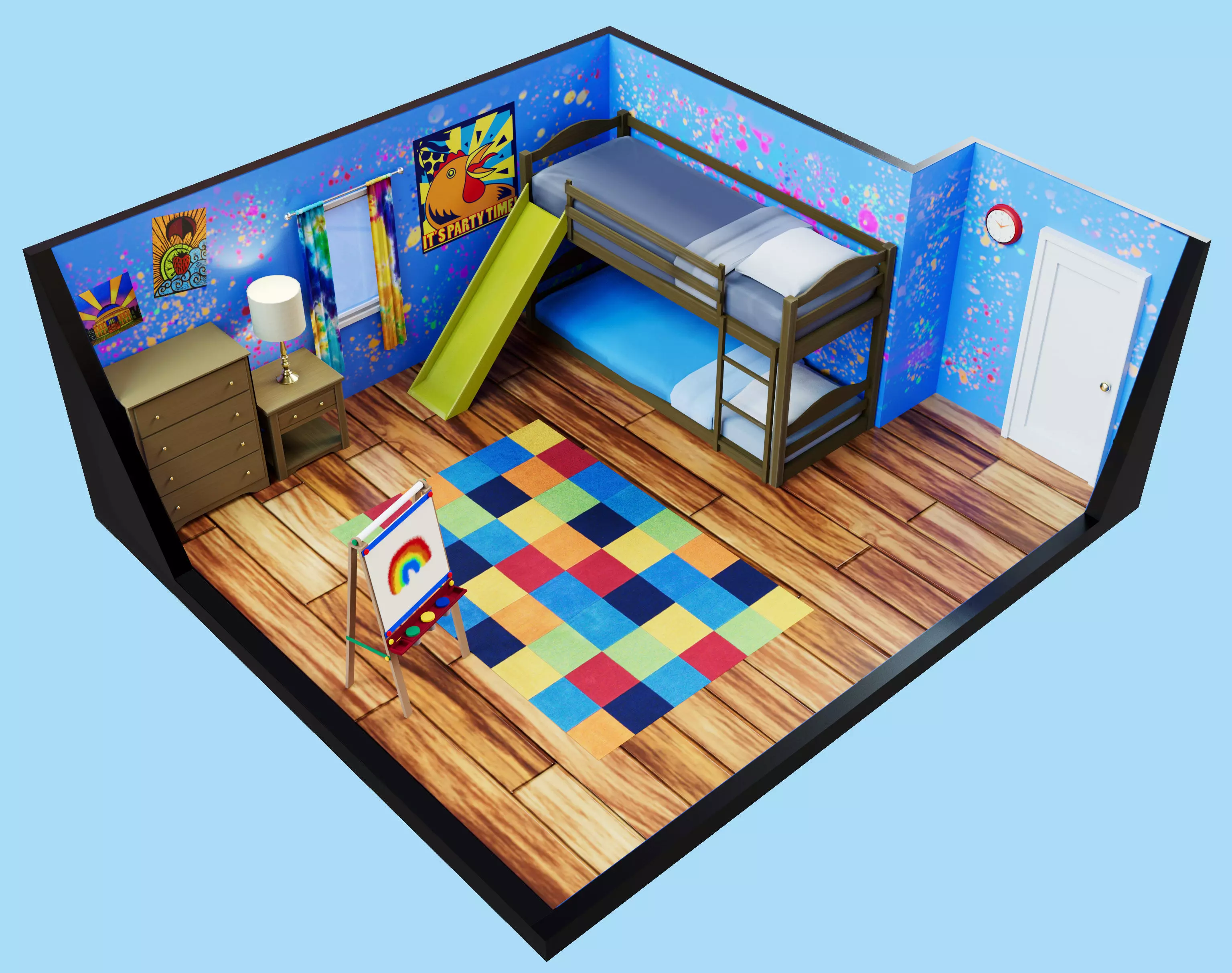 Bedroom Scene Low-poly 3D model_0