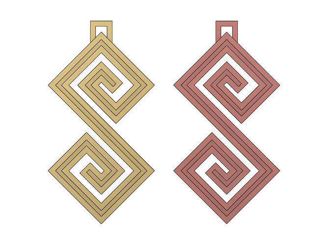 Double Scroll Greek key patterns pendant  3D print model